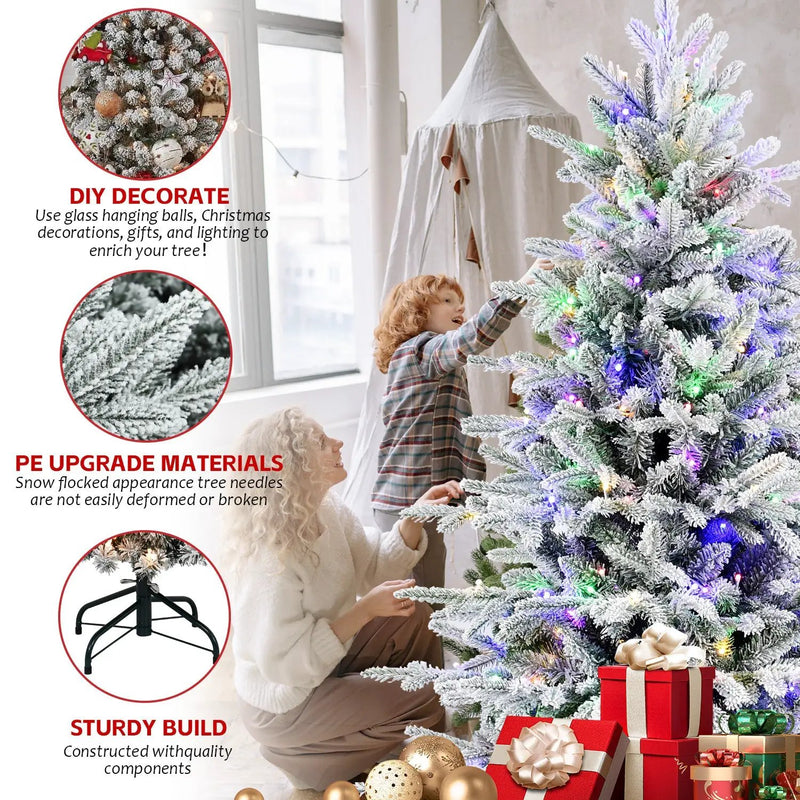 6FT Snow Flocked Artificial Christmas Tree with LED Lights by HouseOfZazla