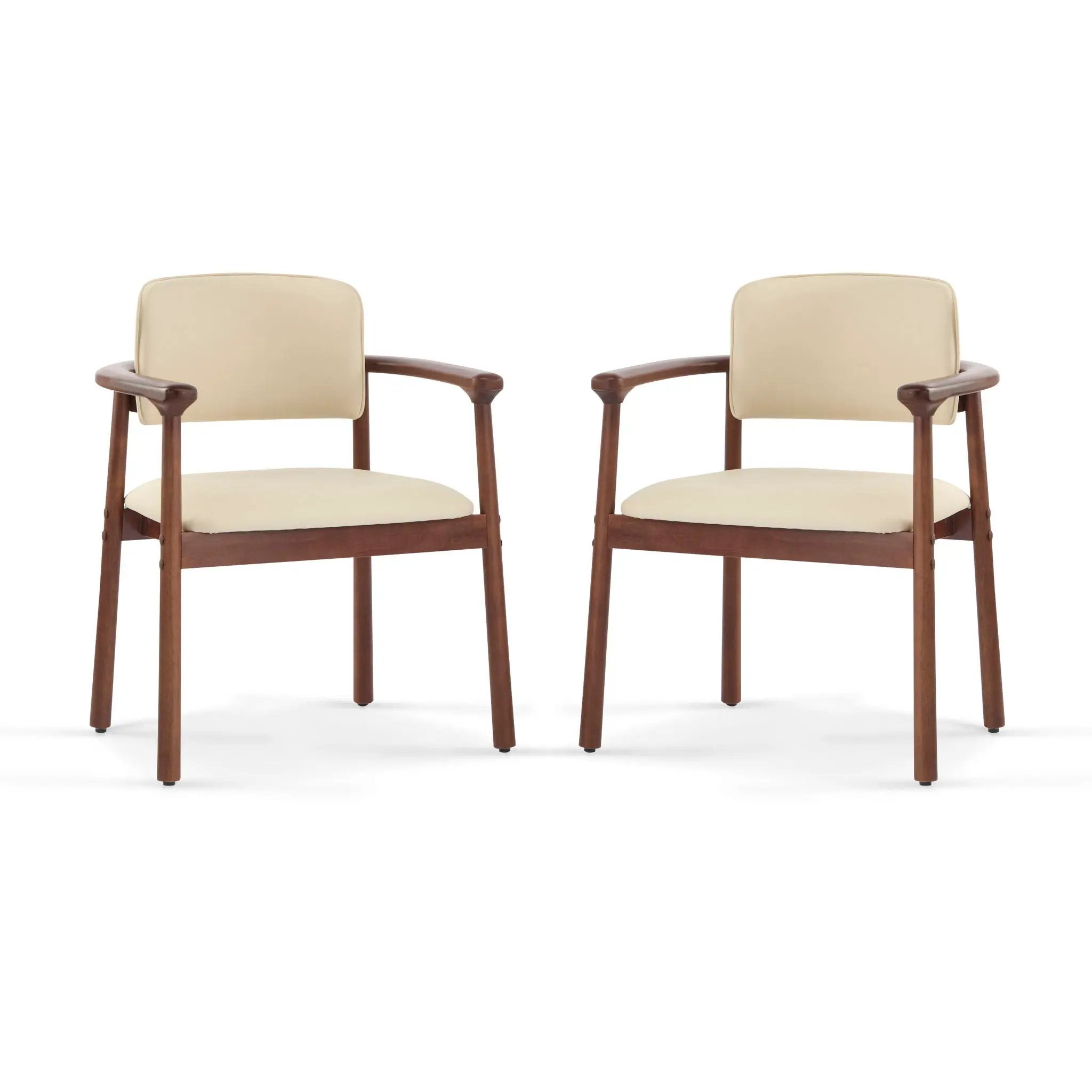 Dining Room Chairs, Ideal For Home & Kitchen (Set of 2) - Beige / Dark Walnut by HouseOfZazla