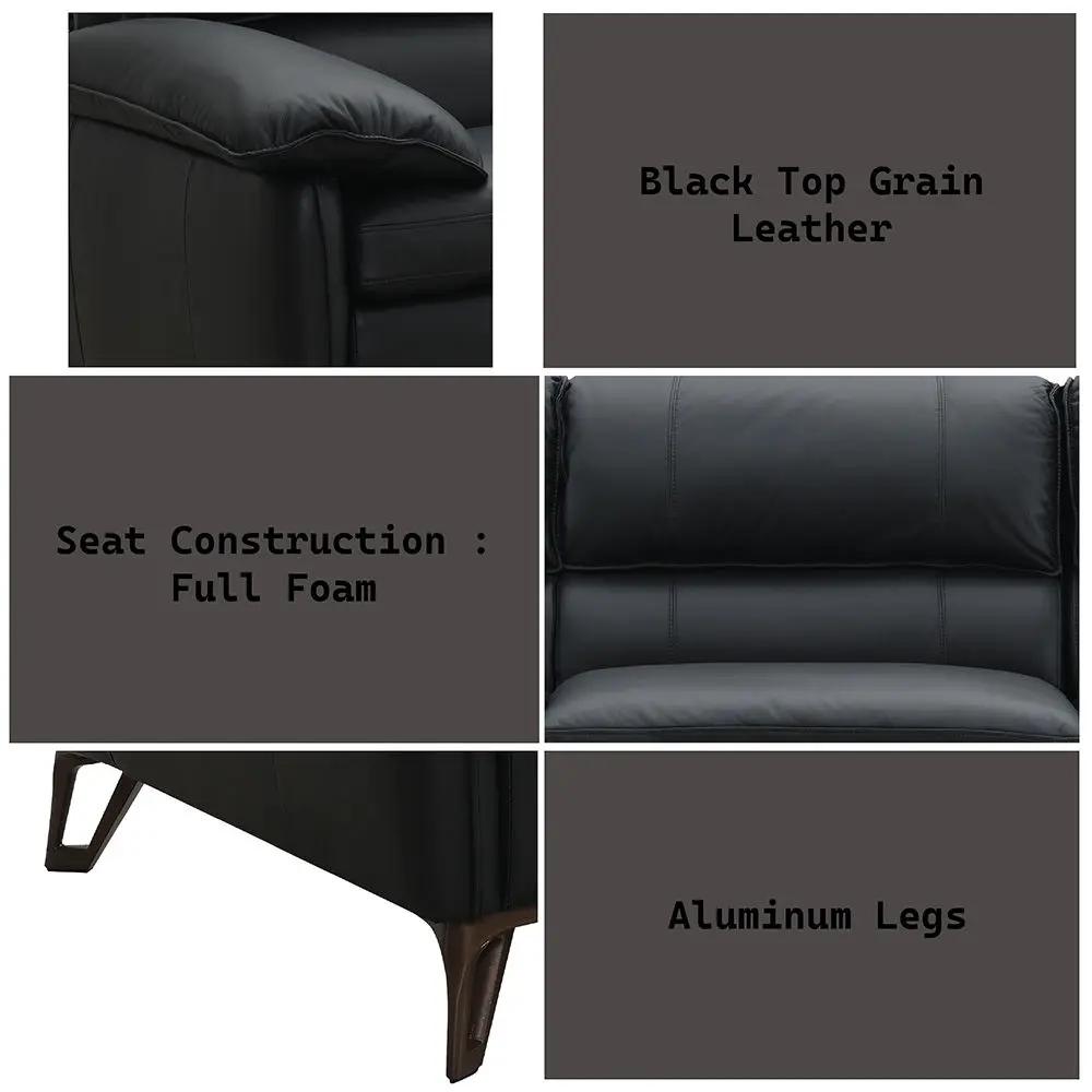 Eilene - Sofa - Black Top Grain Leather by Unique Piece Furniture