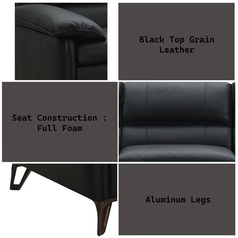 Eilene - Sofa - Black Top Grain Leather by Unique Piece Furniture