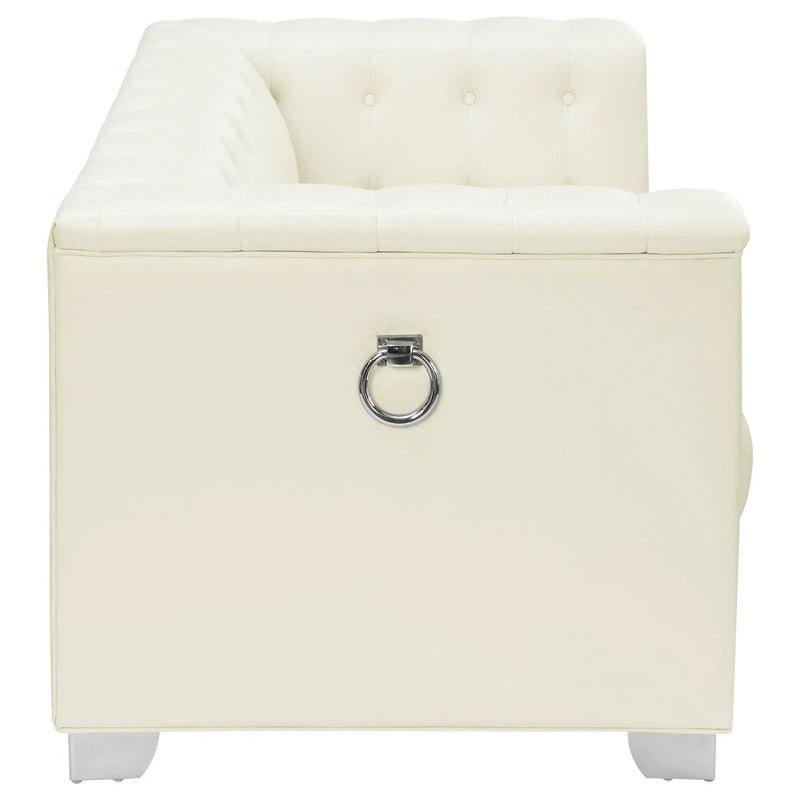 Earline - Upholstered Track Arm Loveseat - White by HouseOfZazla