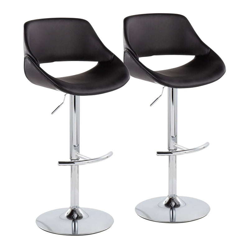 Fabrico - Contemporary Adjustable Bar Stool With Rounded T Footrest (Set of 2) by HouseOfZazla