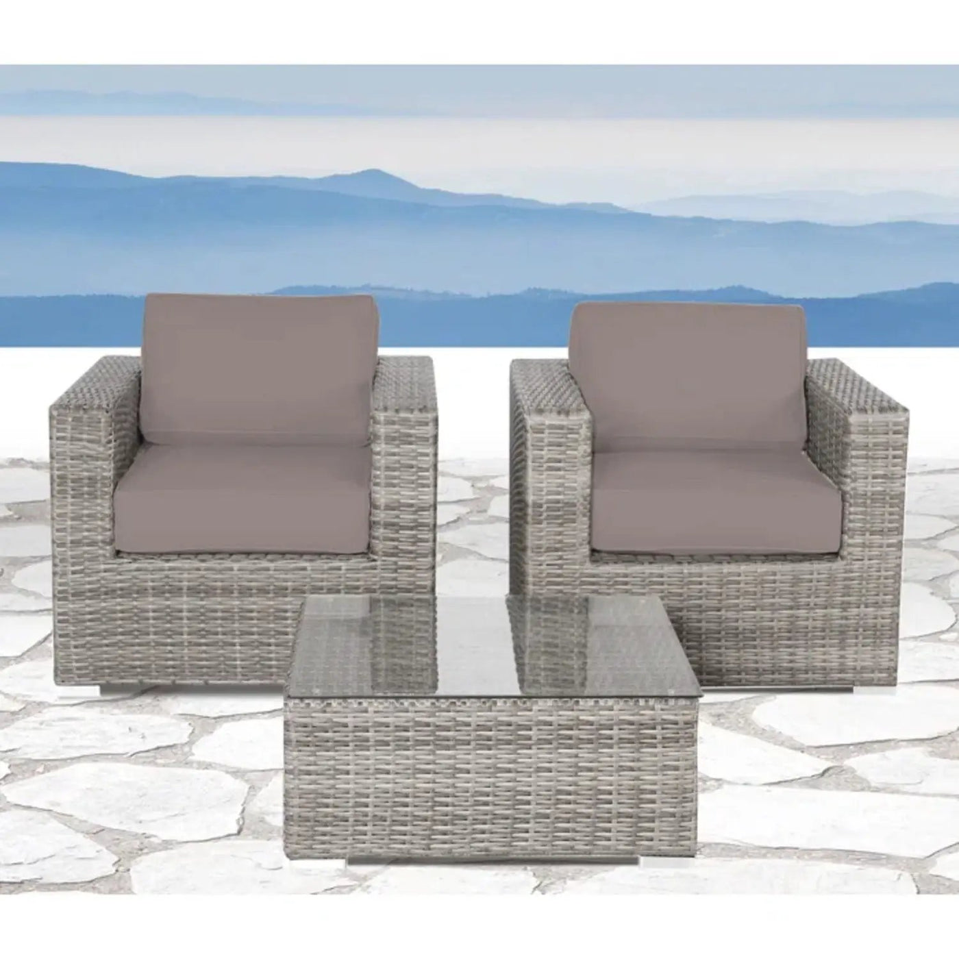 Wicker Seating Group Set With Table And Cushions by HouseOfZazla