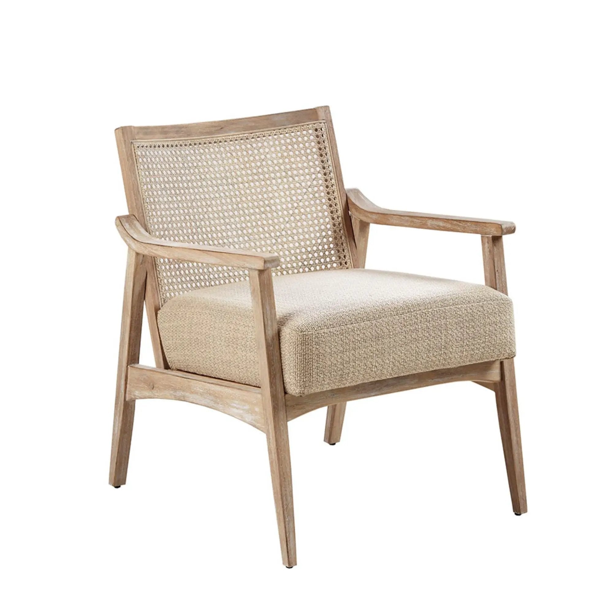 Chair With Cane Inset Back And Upholstered Seat - Light Brown by Unique Piece Furniture