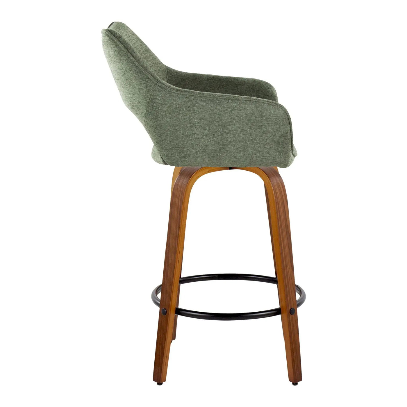 Mustang - Contemporary Fixed Height Counter Stool With Swivel With Round Footrest (Set of 2) by HouseOfZazla