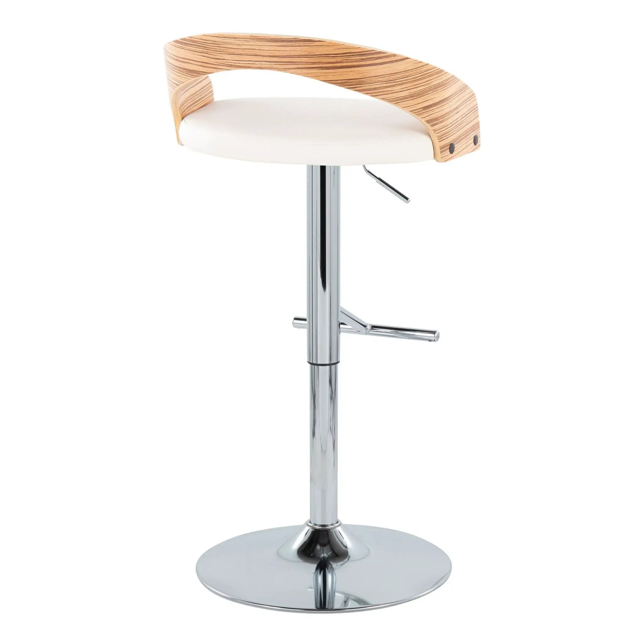 Grotto - Contemporary Adjustable Height Barstool With Swivel With Straight T Footrest (Set of 2) by HouseOfZazla