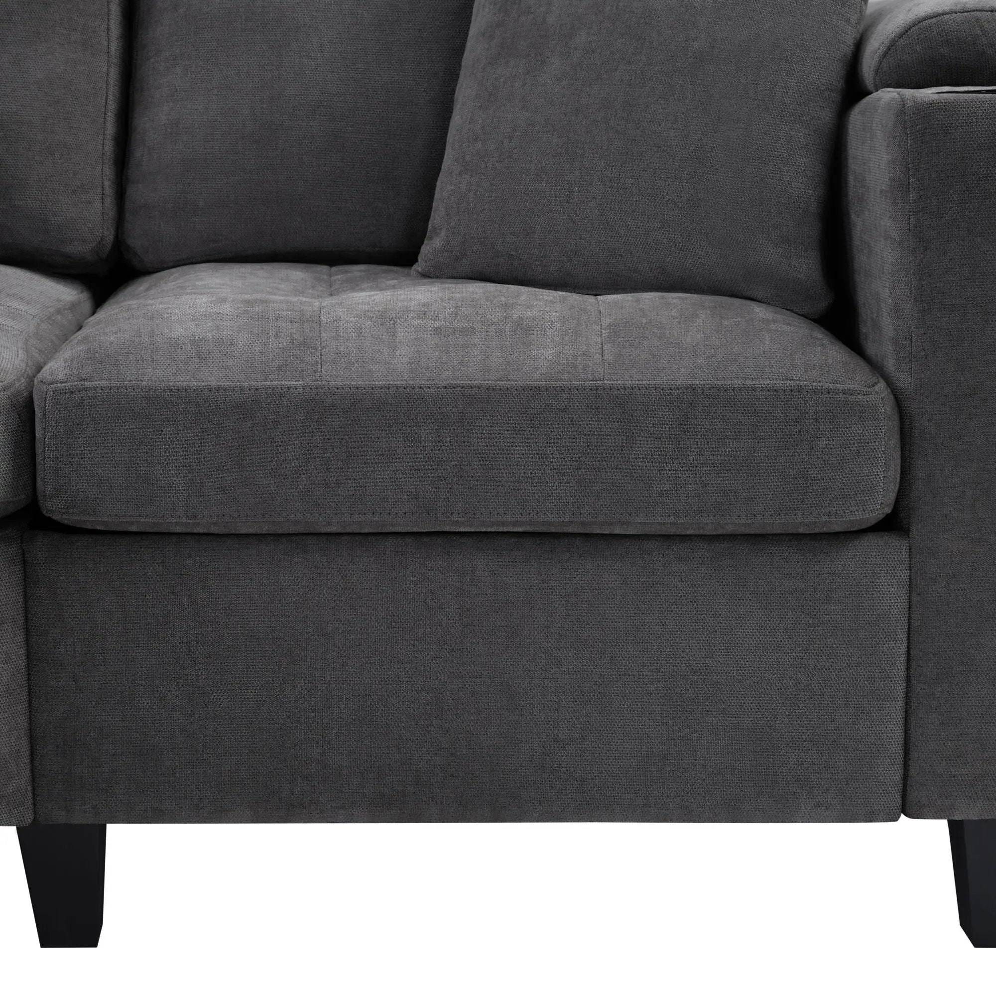 U Shaped Sectional Sofa, Corner Living Room Couch With Built In Cup Holders, Storage, USB Ports by HouseOfZazla