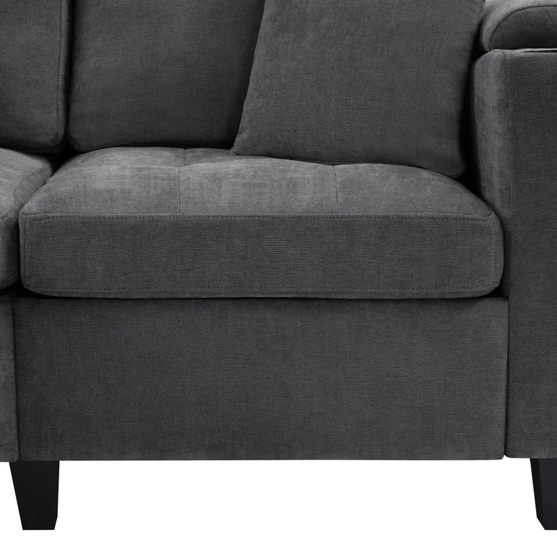 U Shaped Sectional Sofa, Corner Living Room Couch With Built In Cup Holders, Storage, USB Ports by HouseOfZazla