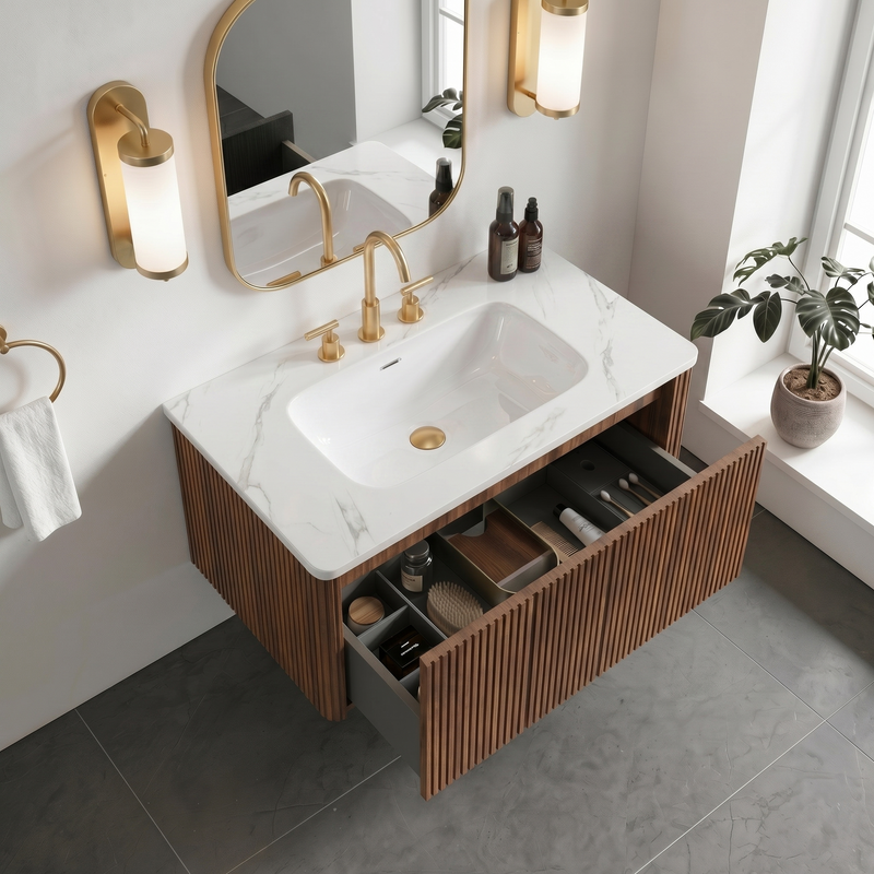 Etna 36" Striped Walnut Bathroom Vanity by HouseOfZazla