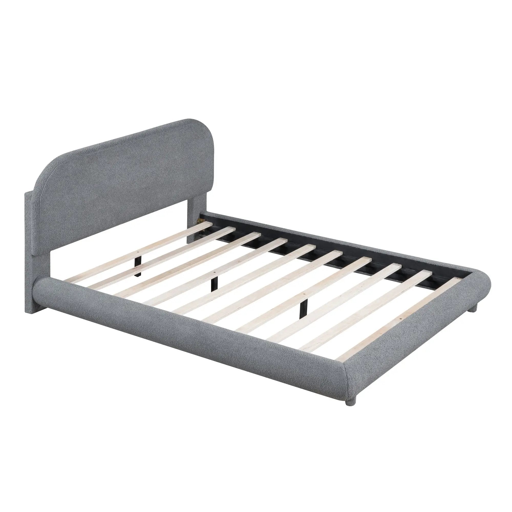 Upholstered Platform Bed With Thick Solid Frame And Stylish Curve-Shaped Design by HouseOfZazla