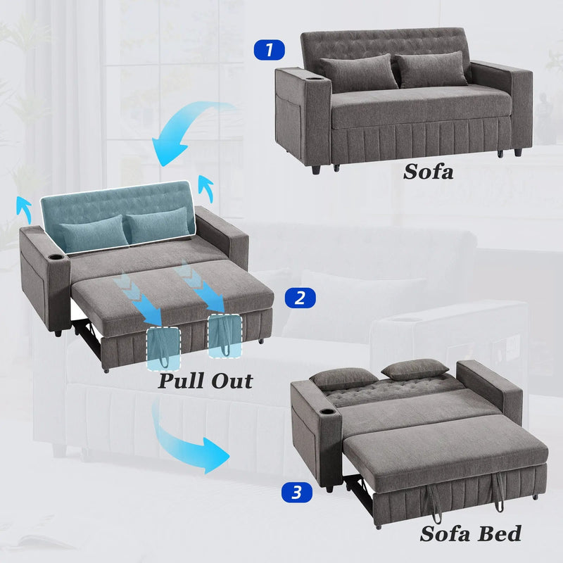 Pull-Out Sofa Bed Convertible Couch With Adjustable Backrest For Living Room by HouseOfZazla