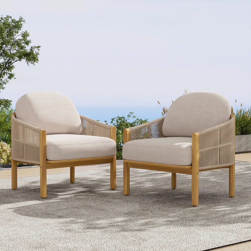 Grotta Outdoor Wood Club Chair Set of 2 by HouseOfZazla