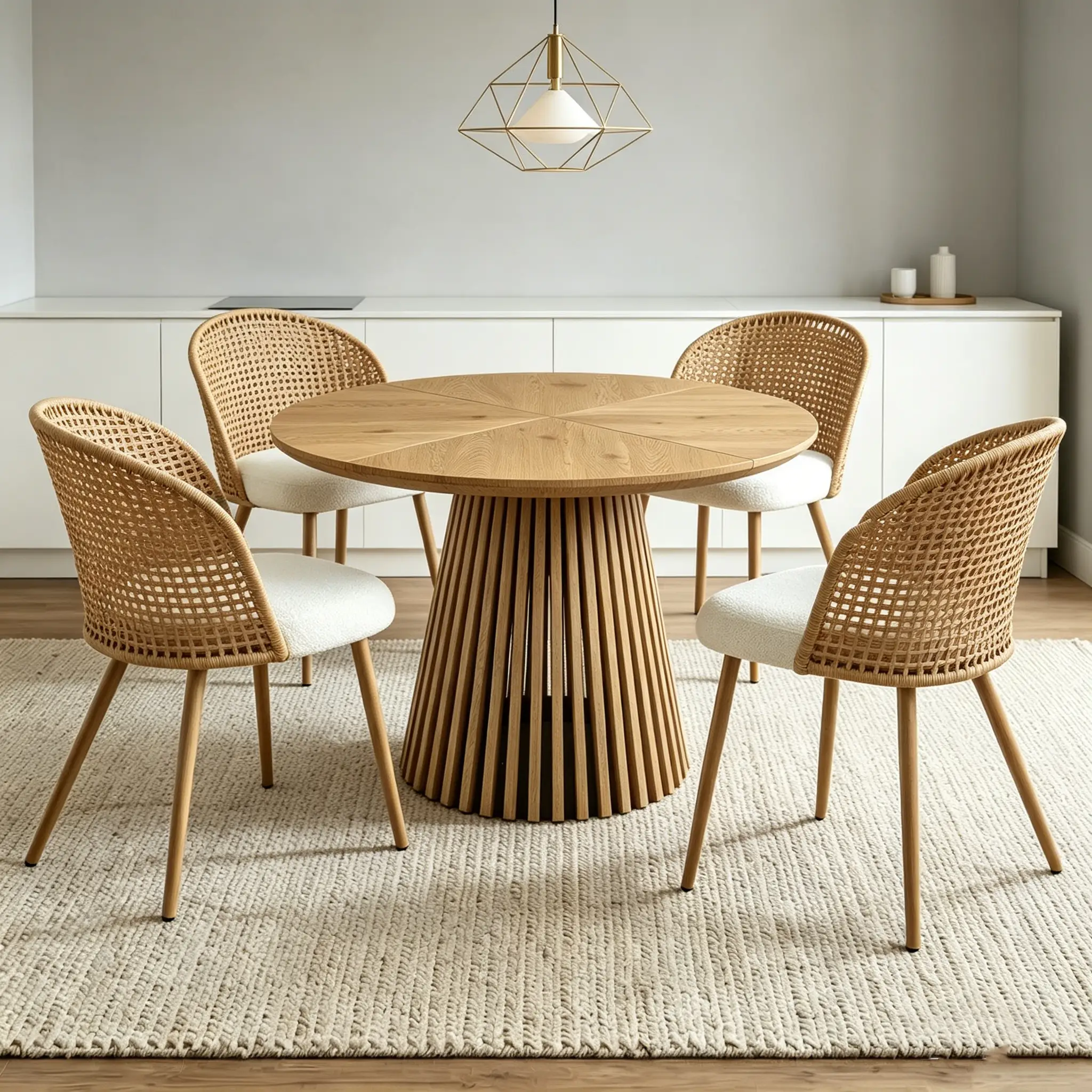 Round Wooden Dining Table + 4 Chairs Set by HouseOfZazla