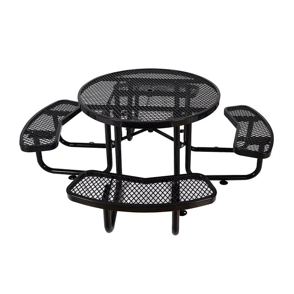 Large 46-Inch Heavy-Duty Round Outdoor Steel Picnic Table With Umbrella Hole (SAK96428) by SAKSBY WHOLESALE