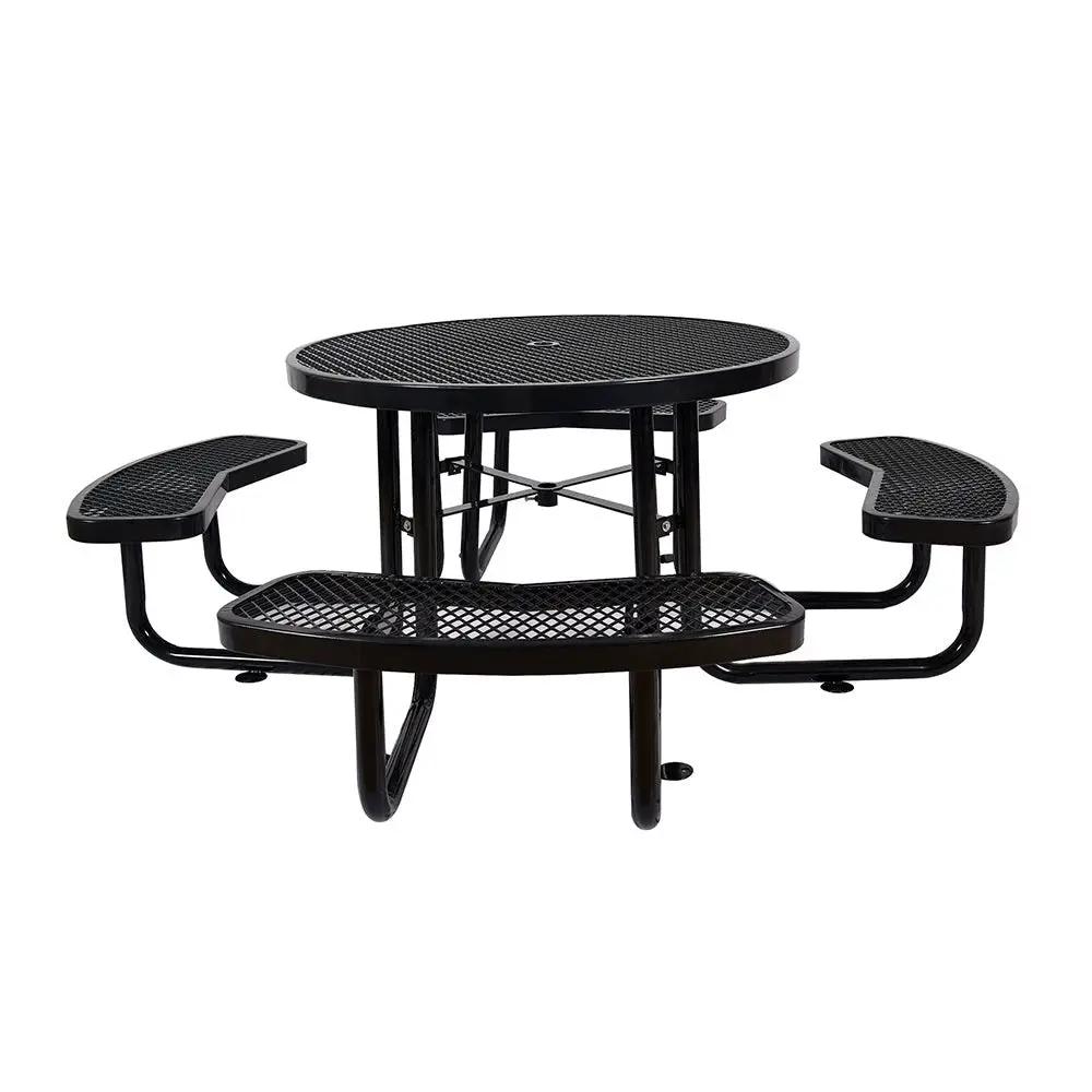 Large 46-Inch Heavy-Duty Round Outdoor Steel Picnic Table With Umbrella Hole (SAK96428) by SAKSBY WHOLESALE