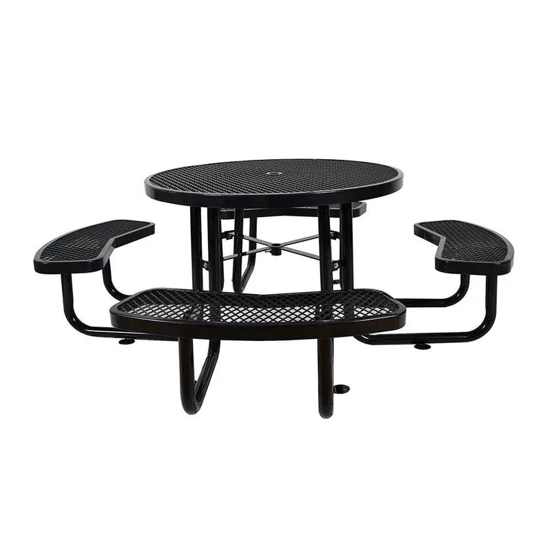 Large 46-Inch Heavy-Duty Round Outdoor Steel Picnic Table With Umbrella Hole (SAK96428) by SAKSBY WHOLESALE