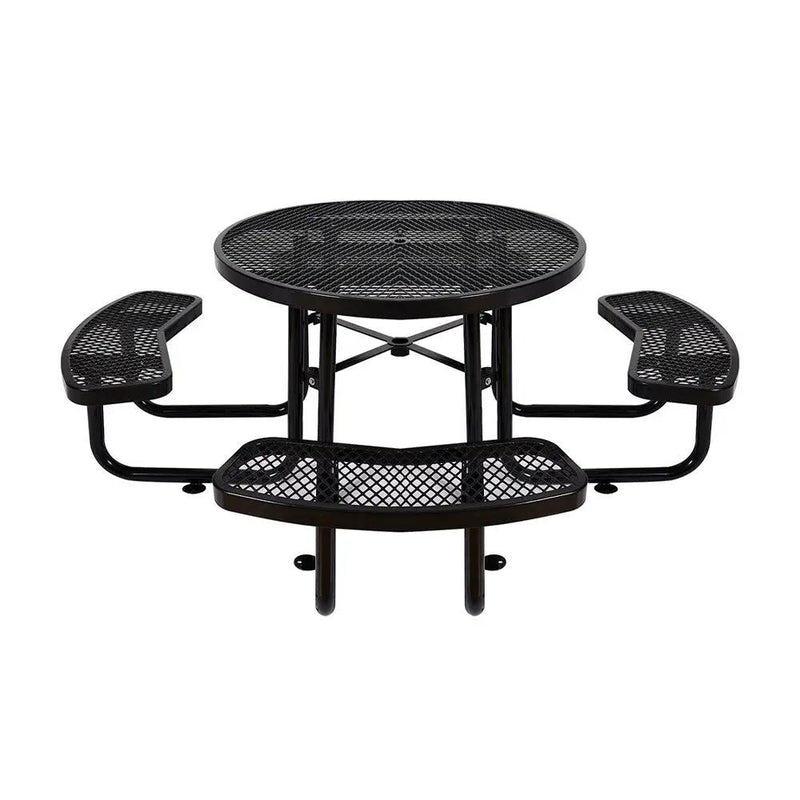 Large 46-Inch Heavy-Duty Round Outdoor Steel Picnic Table With Umbrella Hole (SAK96428) by SAKSBY WHOLESALE