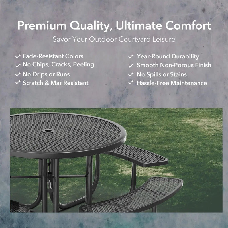 46" Round Picnic Table With Umbrella Hole by Chery Industrial
