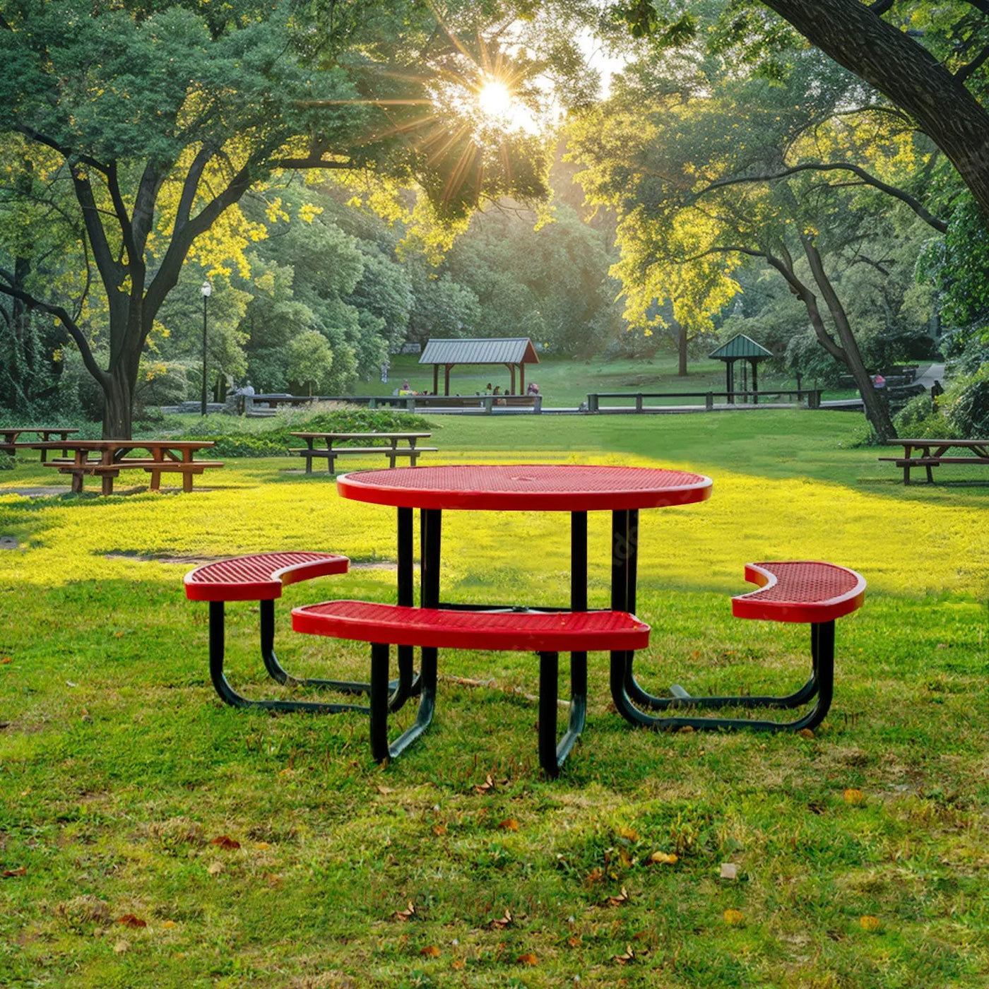 46" Round Picnic Table With Umbrella Hole by Chery Industrial