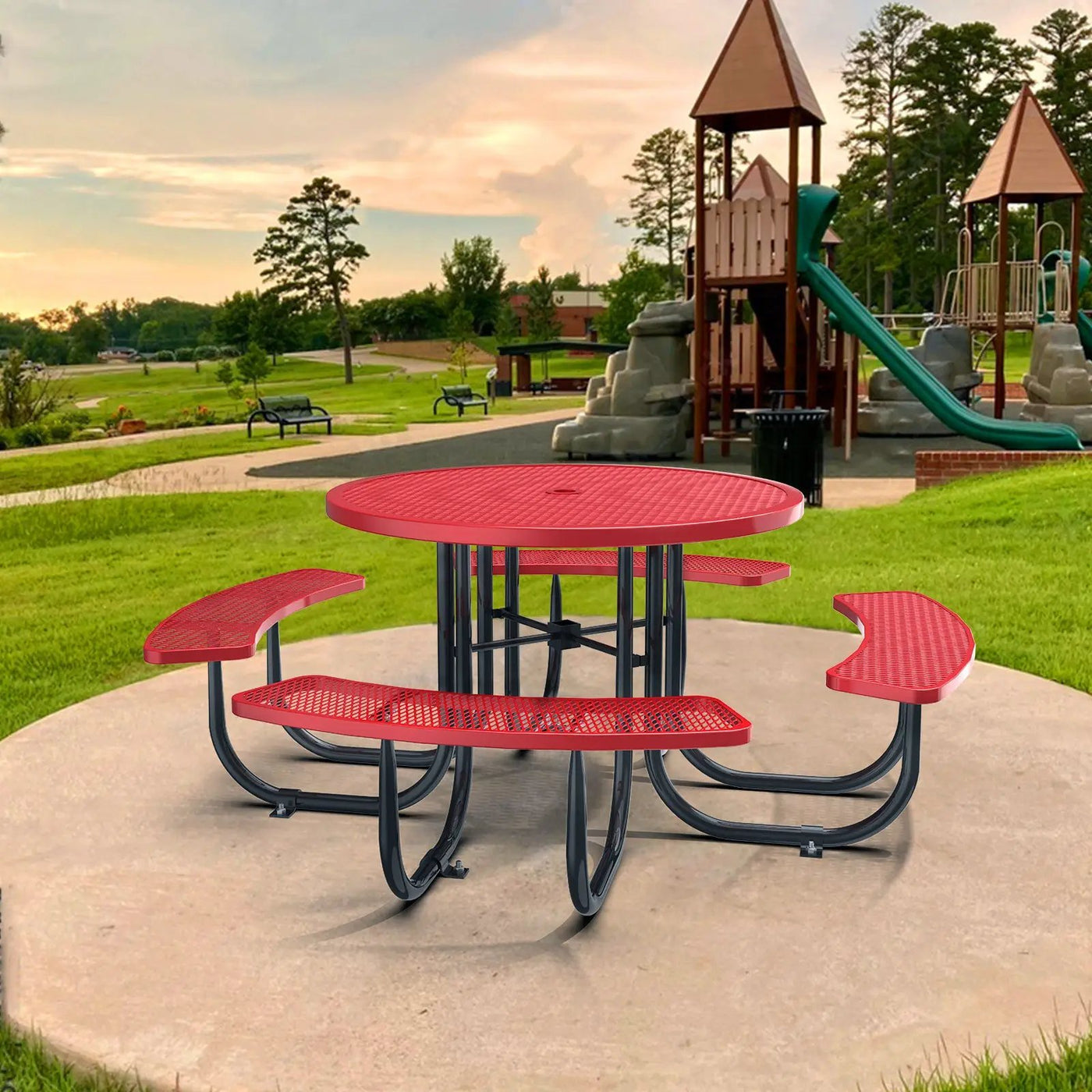 46" Round Picnic Table With Umbrella Hole by Chery Industrial
