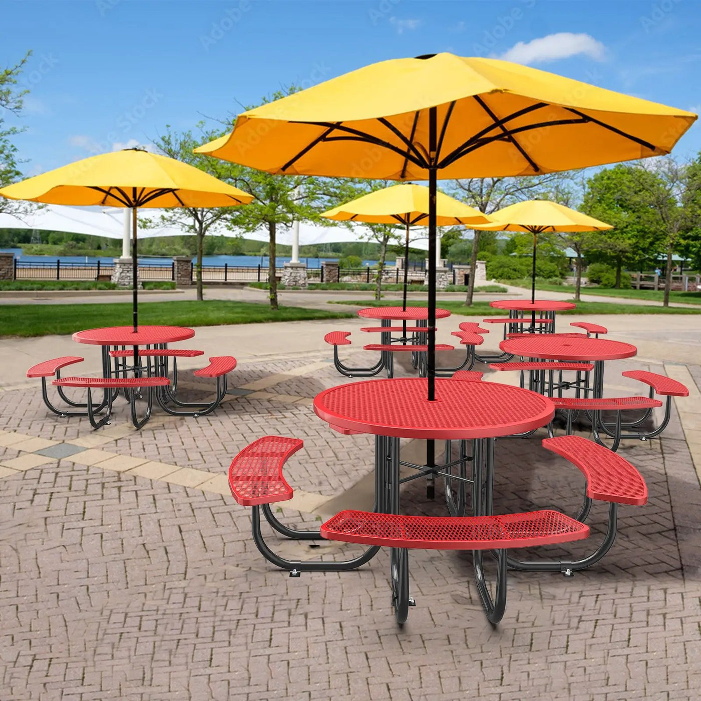 46" Round Picnic Table With Umbrella Hole by Chery Industrial