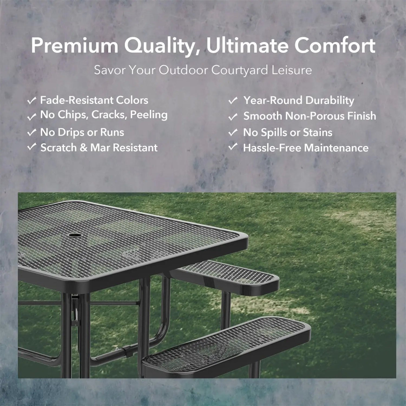46" Square Picnic Table With Umbrella Hole by Chery Industrial