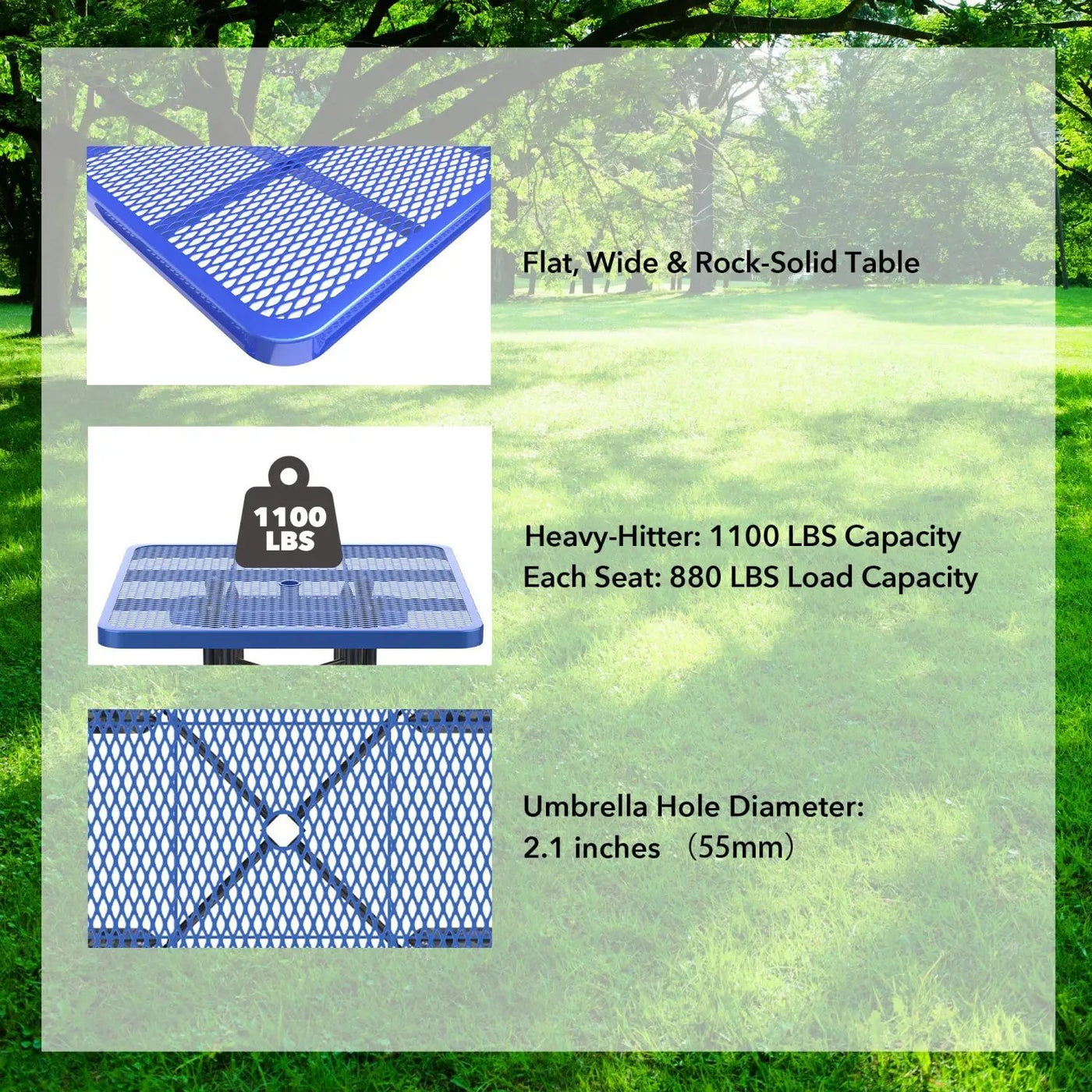 46" Square Picnic Table With Umbrella Hole by Chery Industrial