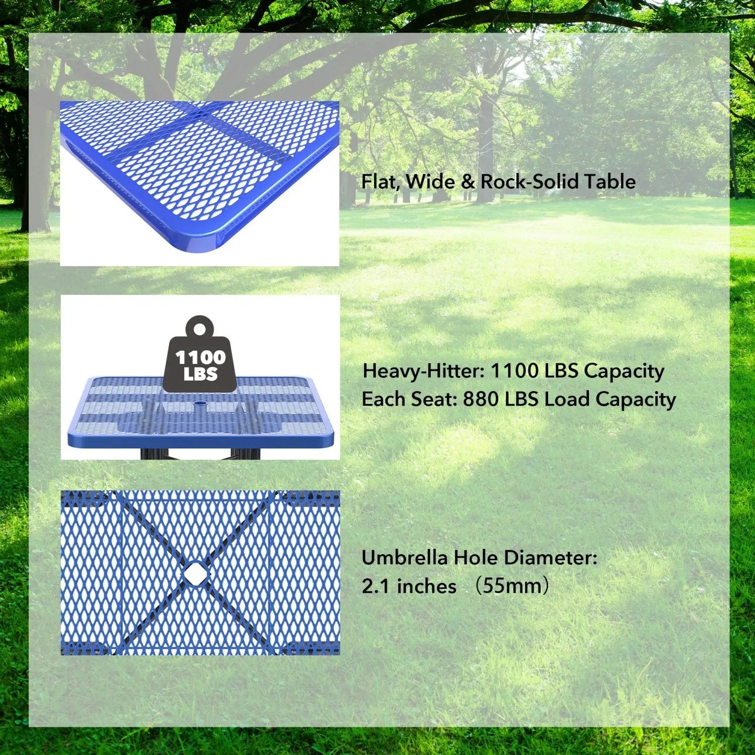 46" Square Picnic Table With Umbrella Hole by Chery Industrial
