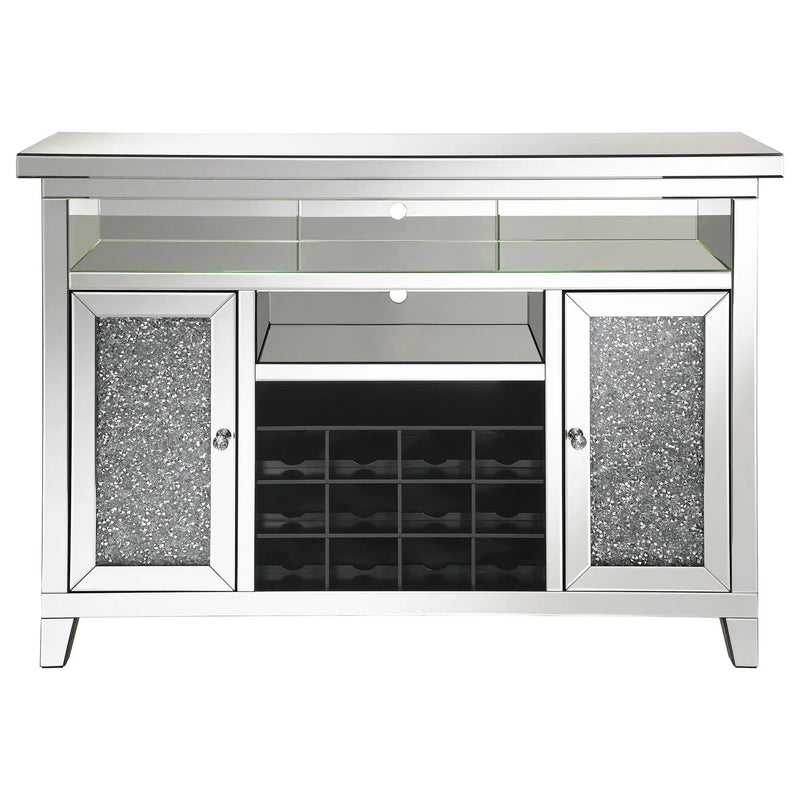 Melinda 2-door LED Mirrored Wine Storage Bar Cabinet Silver by Unique Piece Furniture
