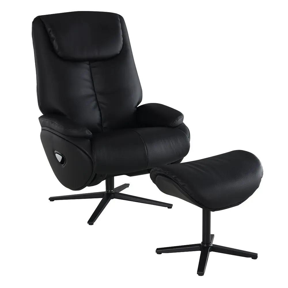 Labonita - Motion Accent Chair With Swivel & Ottoman - Black Top Grain Leather & Black by Unique Piece Furniture