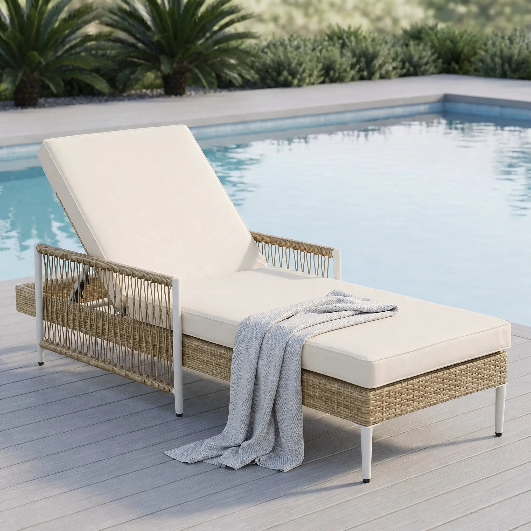 TOPMAX Outdoor All-Weather PE Rattan Chaise Lounge Set of 2 by HouseOfZazla