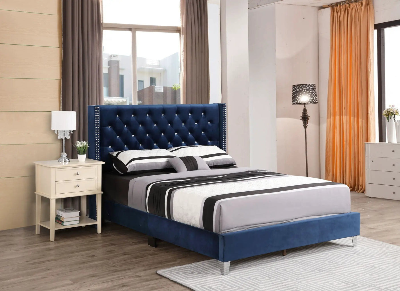 Upholstered Nailhead Trim Chic Bed by Unique Piece Furniture