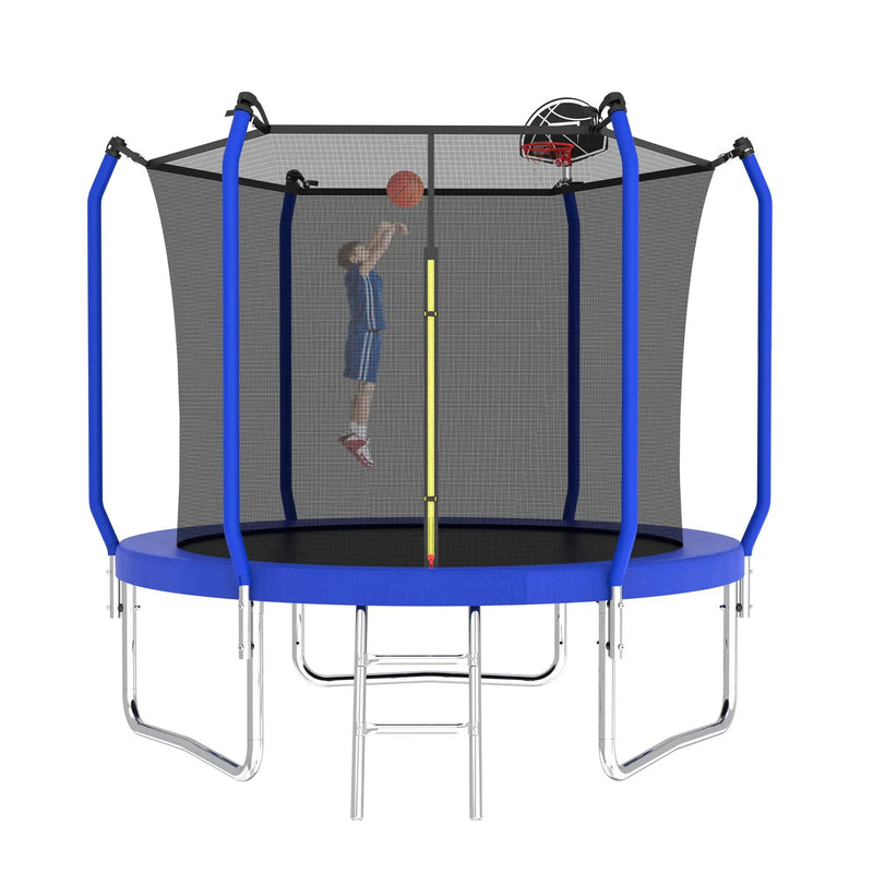 Trampoline With Basketball Hoop, Astm Approved Reinforced Type Outdoor Trampoline With Enclosure Net by HouseOfZazla