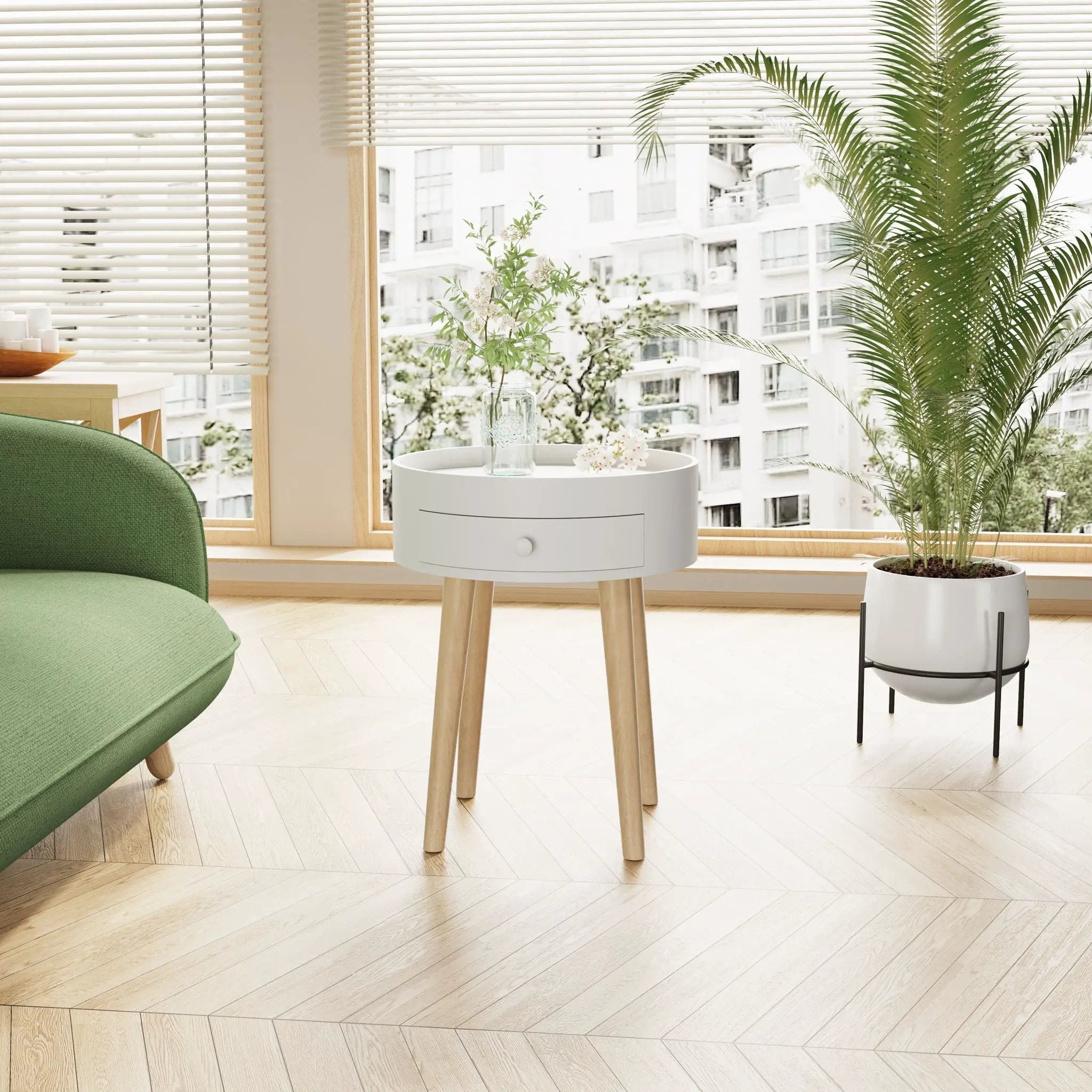 Nightstand With Storage Drawer, Bedside Table For Bedroom - White by Unique Piece Furniture