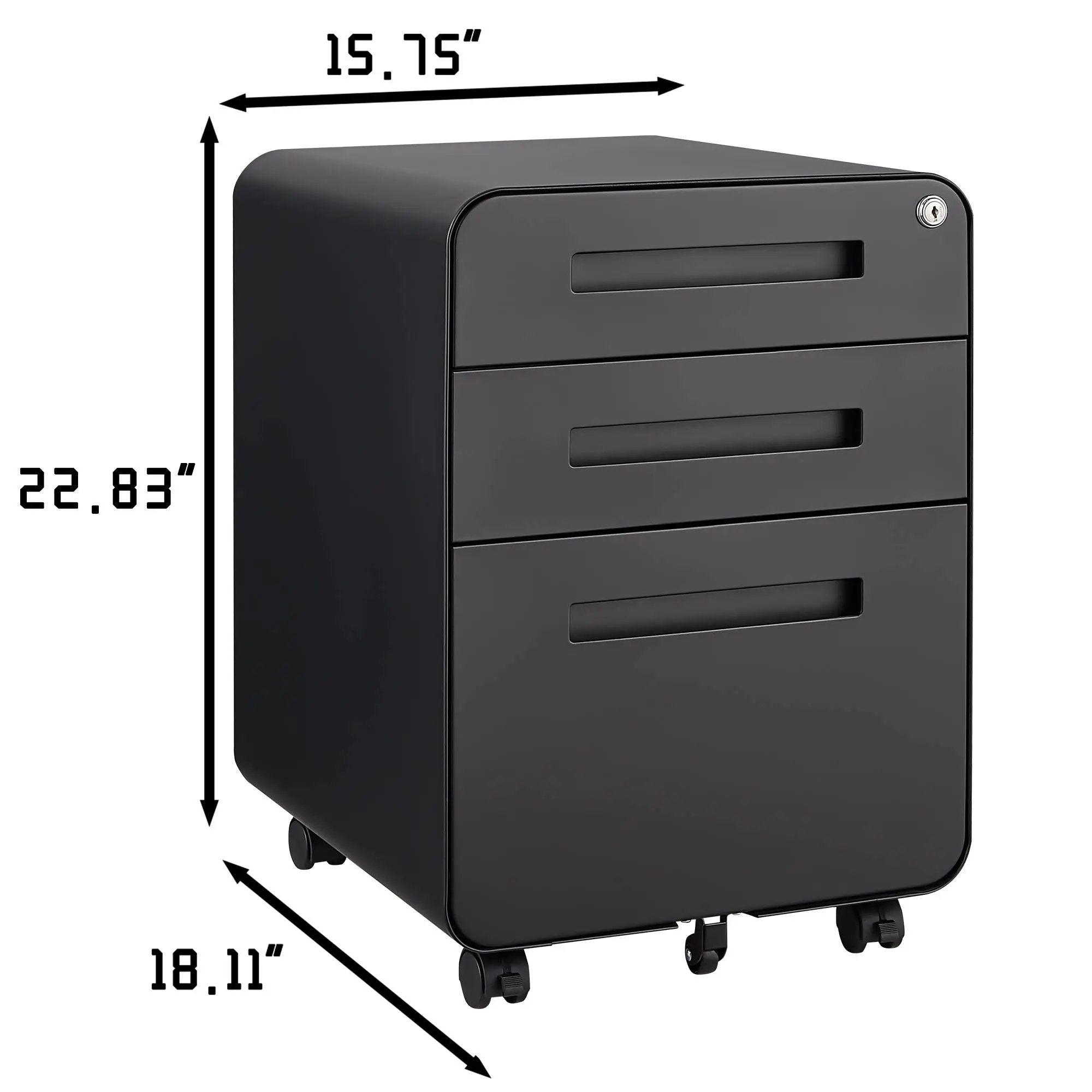 3 Drawer Mobile File Cabinet Under Desk Office, Simple Style Versatile Storage Cabinet For Legal / Letter / A4 Files, 5 Wheel Design Anti-Tilting Cold Rolled Steel Waterproof Moisture-Proof by HouseOfZazla