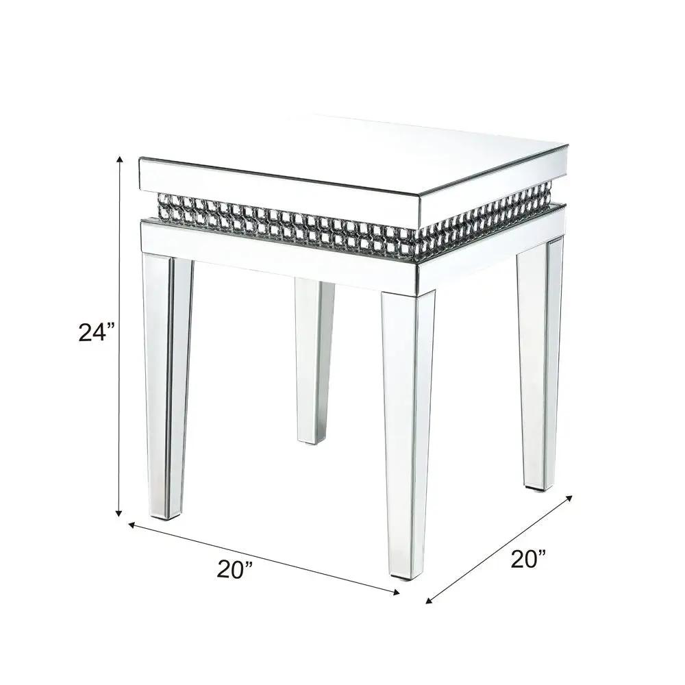 Lotus - 20" End Table - Mirrored & Faux Ice Cube Crystals by Unique Piece Furniture