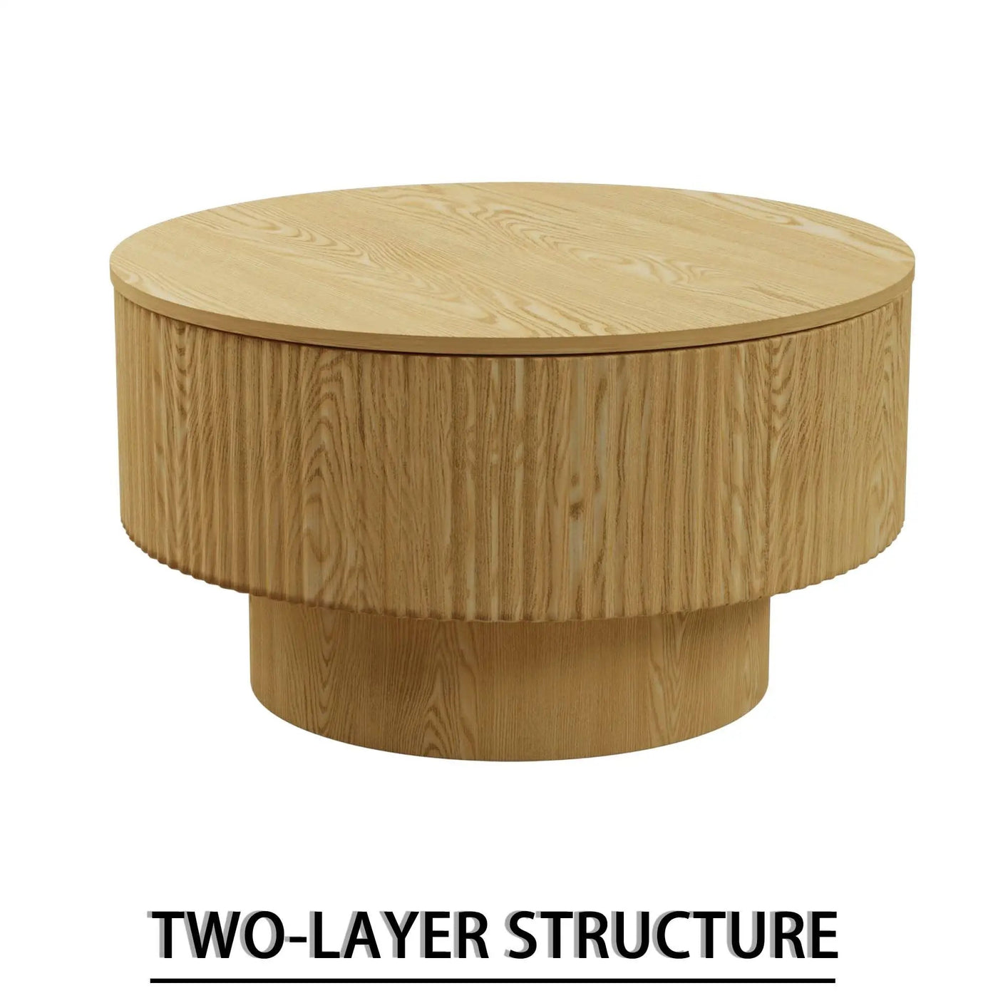 Modern Circular Coffee Table With Stripe Design And Storage Space by HouseOfZazla