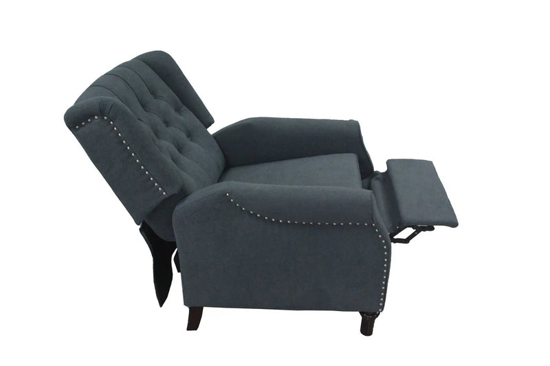 New Design Classic Waterproof Fabric Living Room Pull Button Sofa, High Back Manual Recliner Chair Cinema Home Theatre Cozy Recliner Sofa - Dark Gray by HouseOfZazla