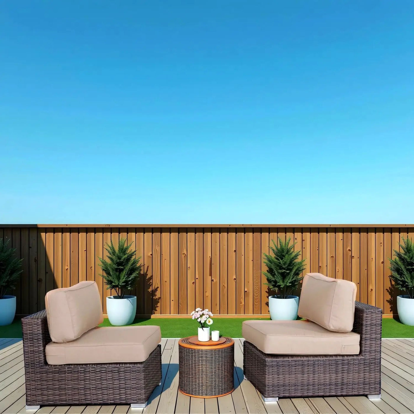 Wide Armless Outdoor Chairs With Cushions (Set of 2) by Unique Piece Furniture