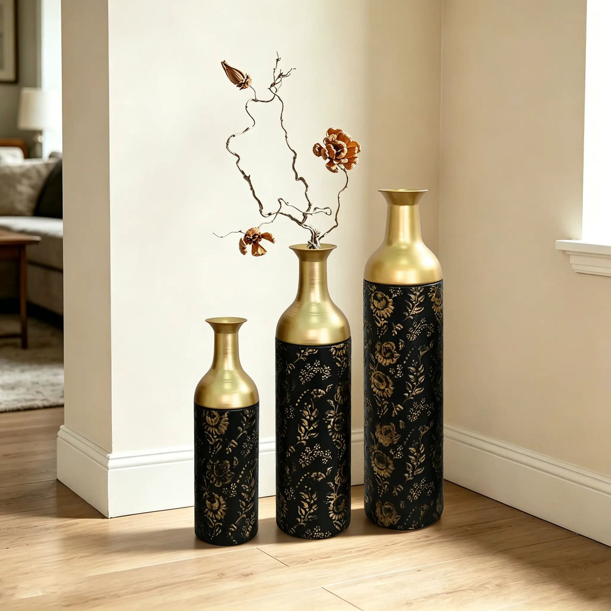 Decorative Metal Vases Set of 3 by HouseOfZazla