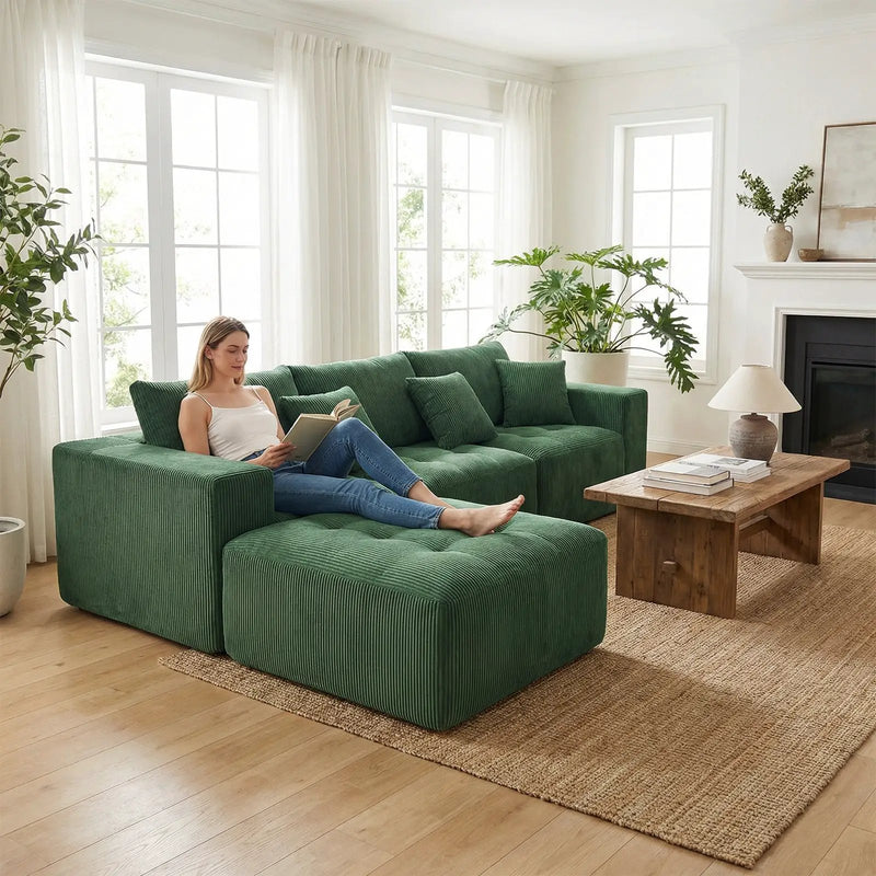 101" L-Shaped Modular Compression Sofa by HouseOfZazla