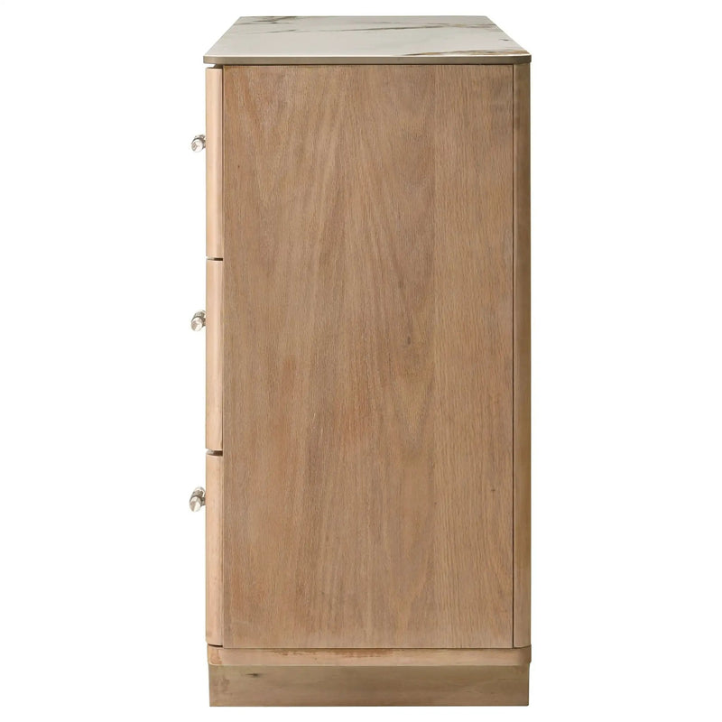 Leanne 6-drawer Sinter Stone Top Dresser Cabinet Light Oak by Unique Piece Furniture