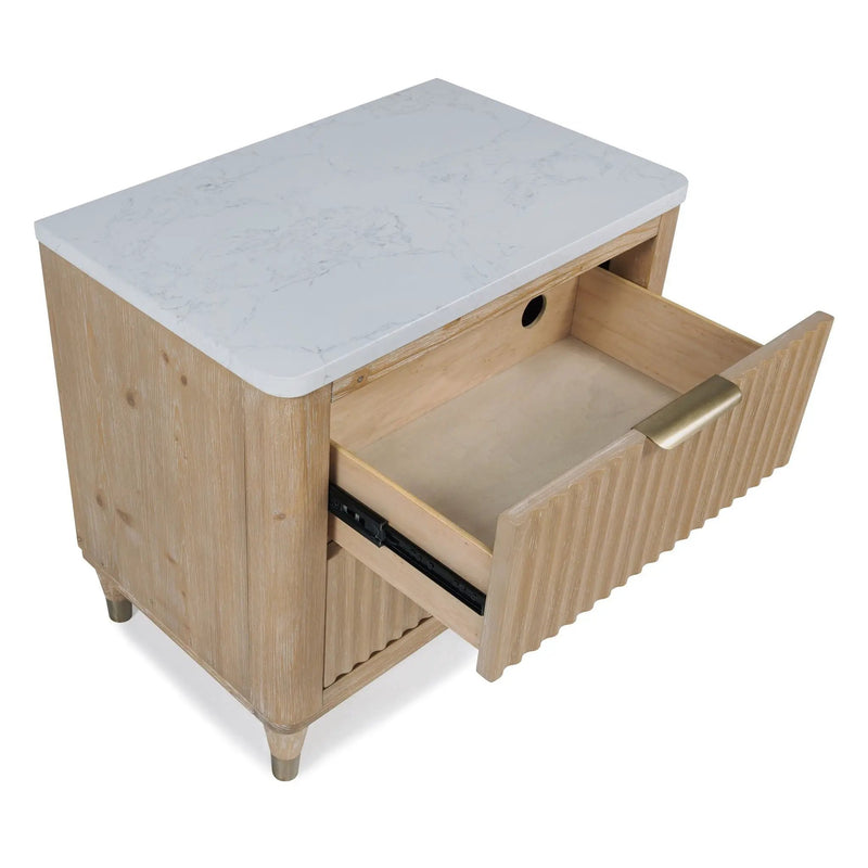 Nightstand With Accented Hardware - Natural Wood by Unique Piece Furniture