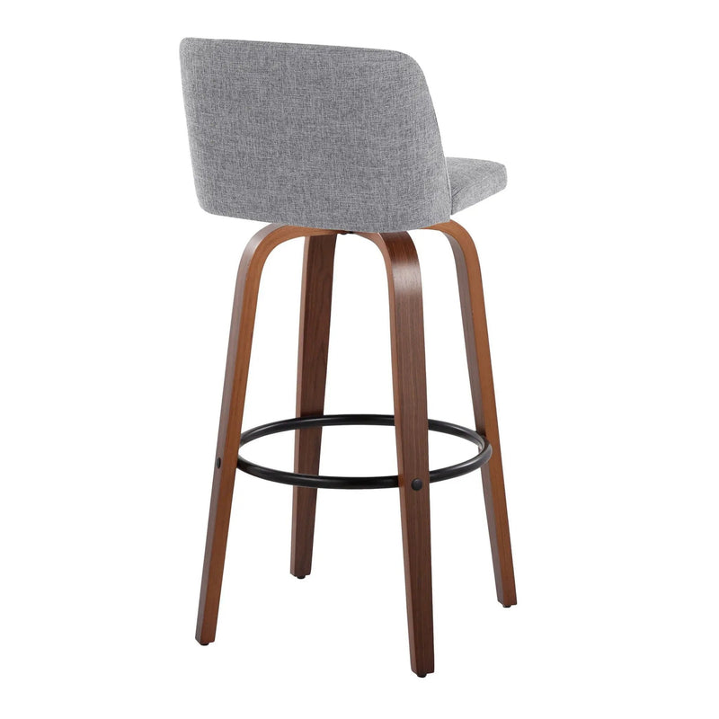 Toriano - Mid Century Modern Fixed Height Barstool Swivel And Round Footrest (Set of 2) by HouseOfZazla