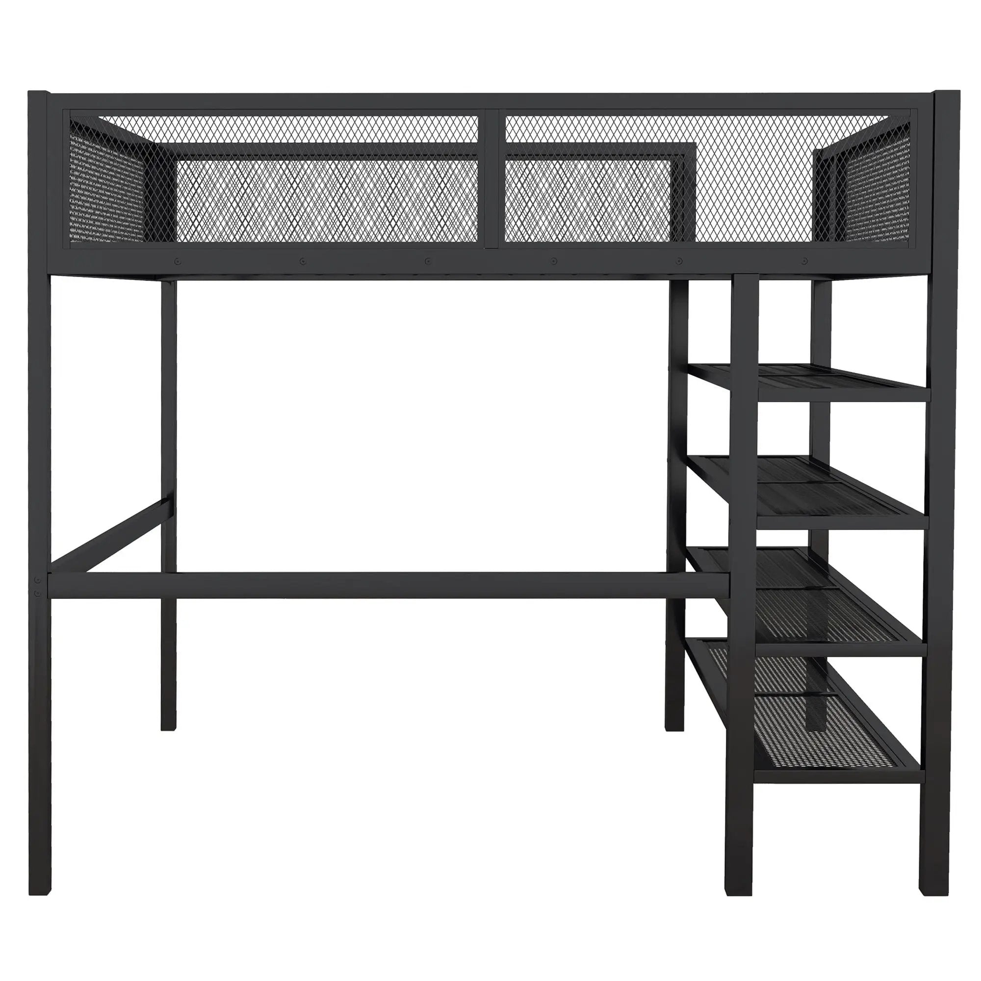 Loft Bed With 4 Tier Shelves And Storage by Unique Piece Furniture