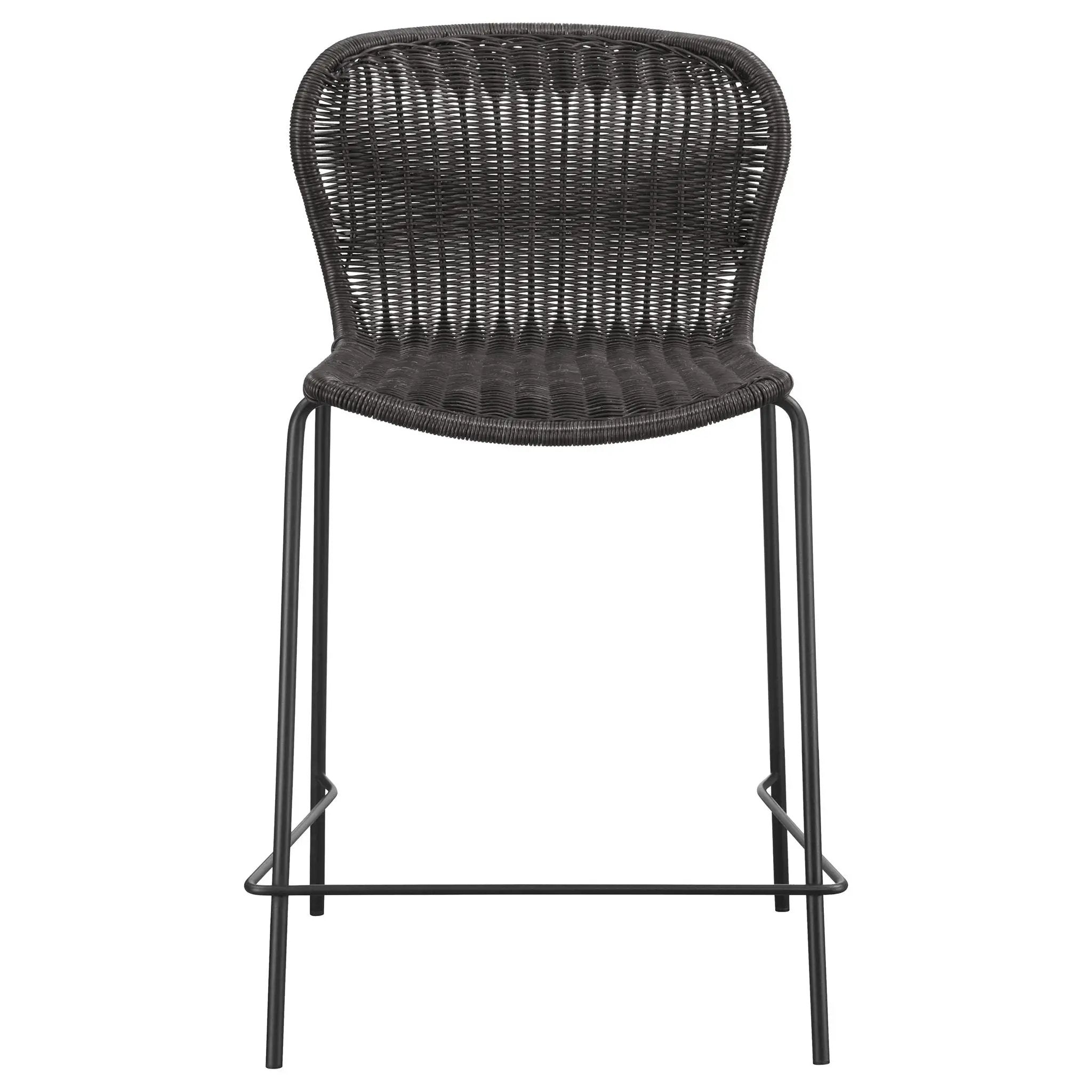 Mckinley Faux Rattan Metal Counter Chair Brown (Set of 2) by Unique Piece Furniture