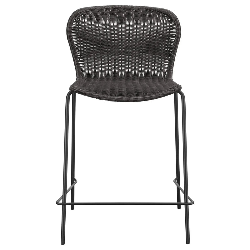 Mckinley Faux Rattan Metal Counter Chair Brown (Set of 2) by Unique Piece Furniture