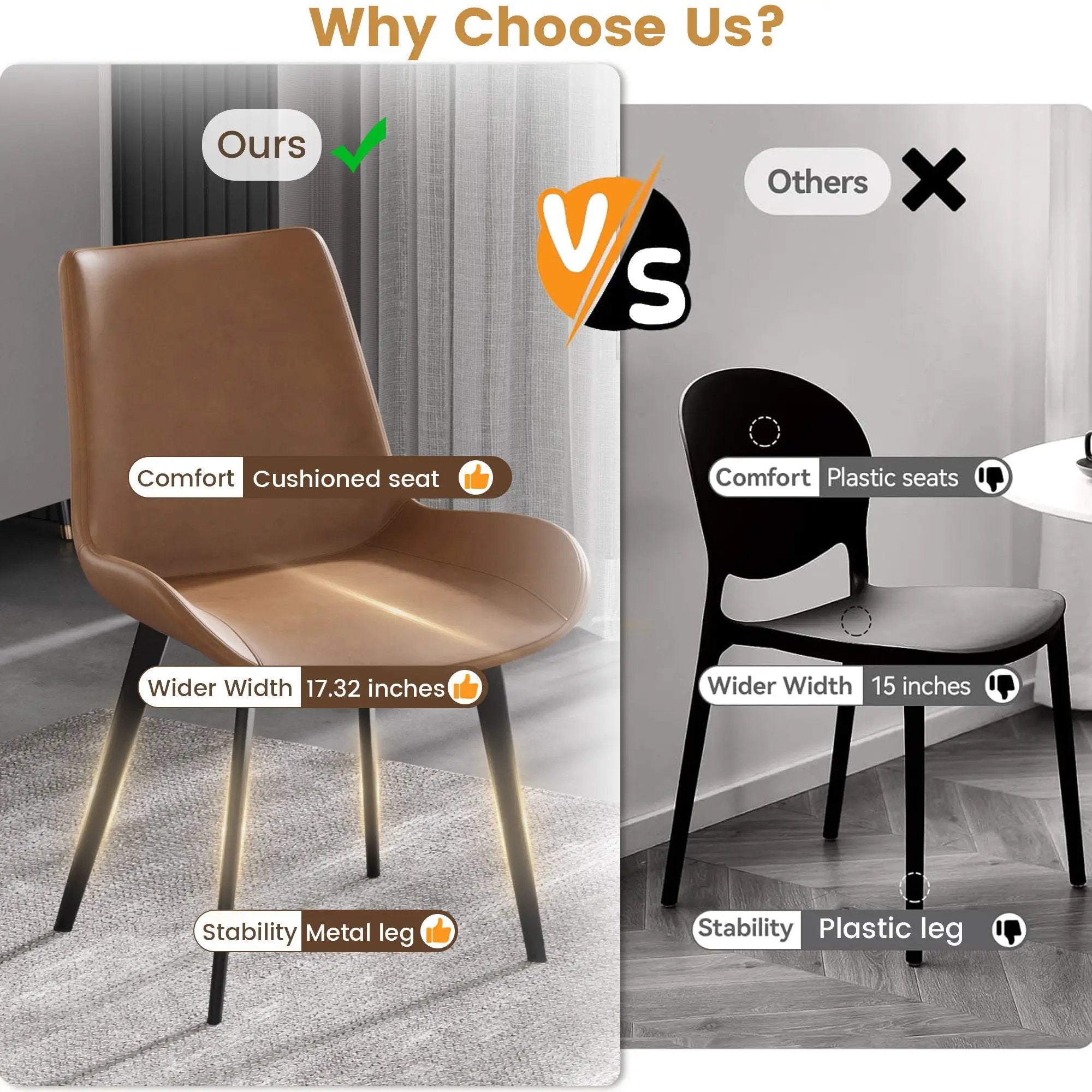 Modern Dining Chair Living Room Metal Leg Dining Chair (Set of 2) by Unique Piece Furniture