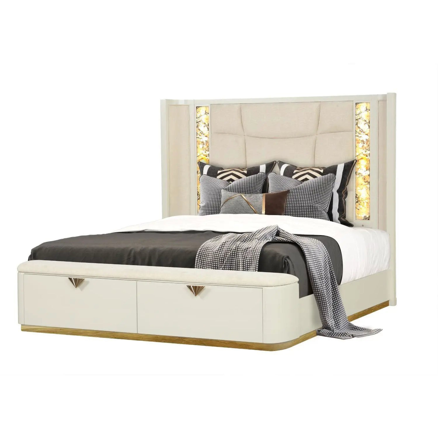 La Pierre - Modern Bedroom Set With Upholstered LED Bed by HouseOfZazla
