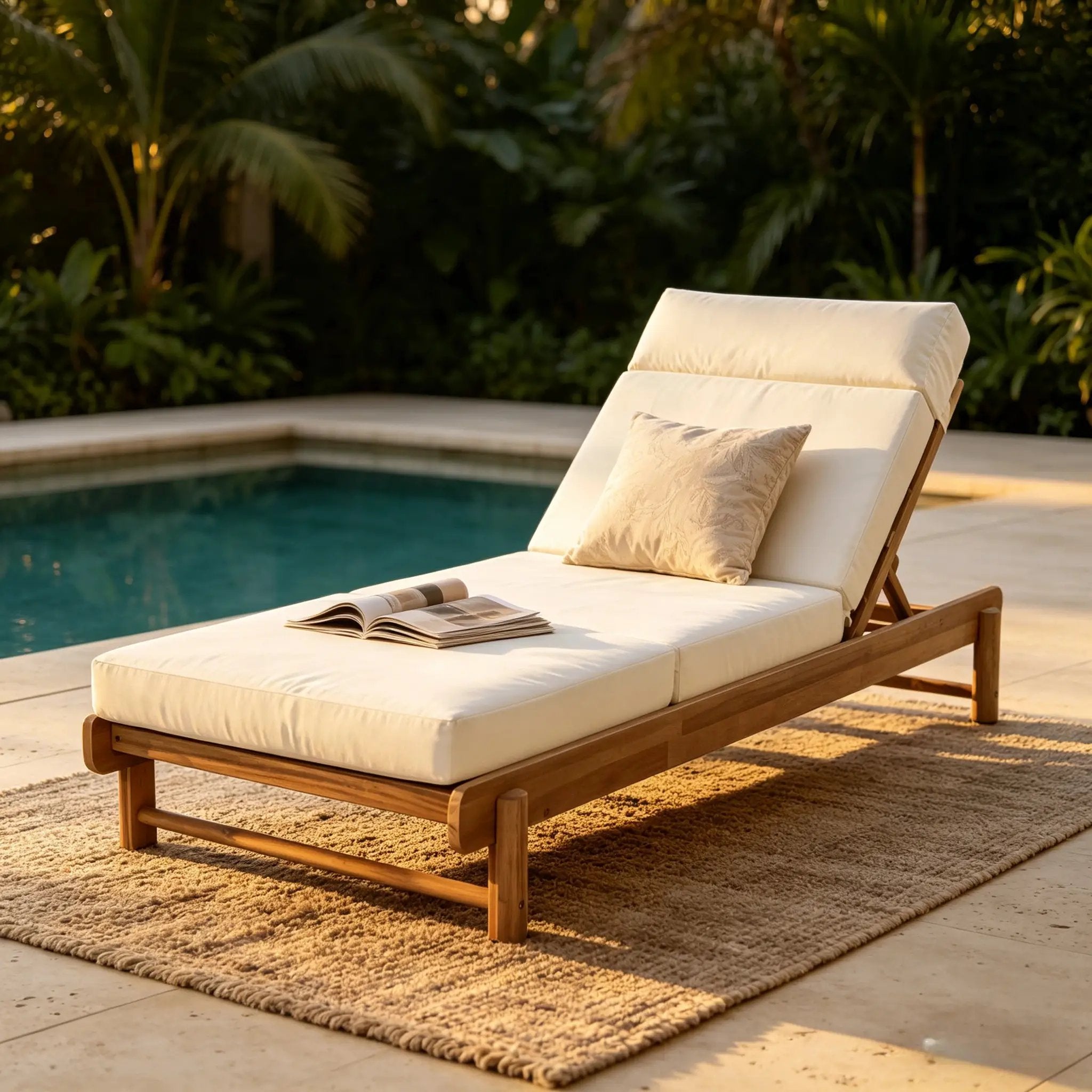 Light Teak Acacia Wood Chaise Lounge Set by HouseOfZazla